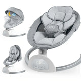 Ultimate Grey Baby Swing Chair: Aluminum Alloy, 5-Speed with Remote, Speaker & 5-Point Harness – Perfect Portable Gift for Halloween & Christmas!