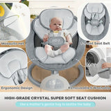 Ultimate Grey Baby Swing Chair: Aluminum Alloy, 5-Speed with Remote, Speaker & 5-Point Harness – Perfect Portable Gift for Halloween & Christmas!