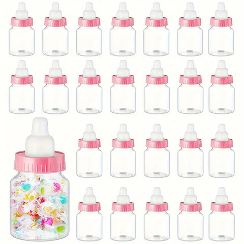 Set of 24 Pink Mini Milk Bottles for Baby Shower Party Favors, Gift Bags, and Gift Boxes for Boys & Girls