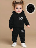 Adorable 2-Piece Baby Girl Hoodie & Pants Set – Cute Heart Print, Comfy & Stylish for Spring & Fall!