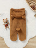 Cozy Baby Bear Plush Footed Jumpsuit – Adorable Cape Style Outfit for Fall & Winter Outdoor Adventures!