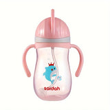 350ML Cartoon Straw Bottle – Adorable Sippy Cup with Handles, Perfect for Kids' Outdoor Adventures & Drinking Training!