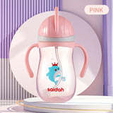 350ML Cartoon Straw Bottle – Adorable Sippy Cup with Handles, Perfect for Kids' Outdoor Adventures & Drinking Training!