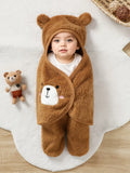 Cozy Baby Bear Plush Footed Jumpsuit – Adorable Cape Style Outfit for Fall & Winter Outdoor Adventures!