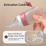 100ml/3oz Liquid Silicone Feeder Bottle with Dispensing Spoon for Rice Paste and Squeeze Feeding