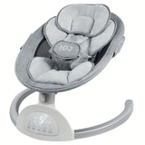 Ultimate Grey Baby Swing Chair: Aluminum Alloy, 5-Speed with Remote, Speaker & 5-Point Harness – Perfect Portable Gift for Halloween & Christmas!