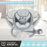 Ultimate Grey Baby Swing Chair: Aluminum Alloy, 5-Speed with Remote, Speaker & 5-Point Harness – Perfect Portable Gift for Halloween & Christmas!