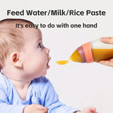 100ml/3oz Liquid Silicone Feeder Bottle with Dispensing Spoon for Rice Paste and Squeeze Feeding